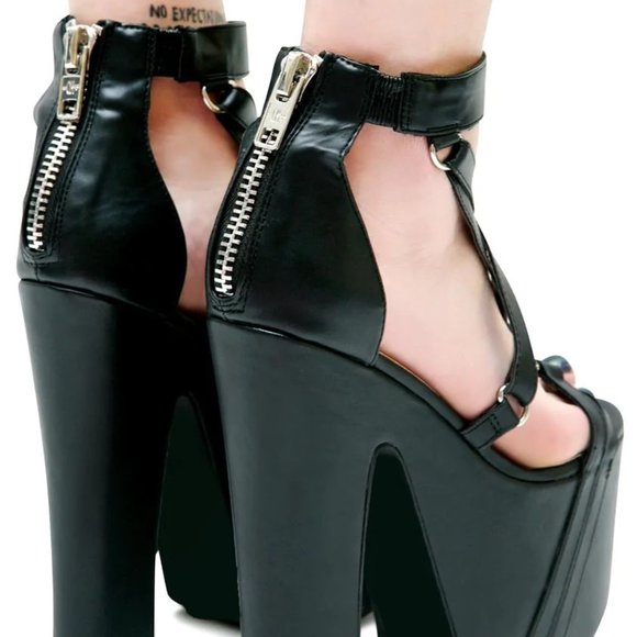 Sold Out Current Mood Satan Says Platform Pentagram Strap Goth Sandals - Picture 3 of 4